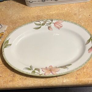 Oneida Floral Oval Platter with Pink and Green Design